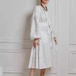 Women's white linen embroidered dress Natalka EMBROIDERED GEM