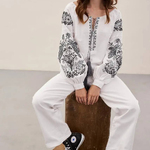 Women's embroidered jacket with gray embroidery Zharptytsia MEREZHKA