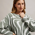 A women's jumper with a geometric pattern
