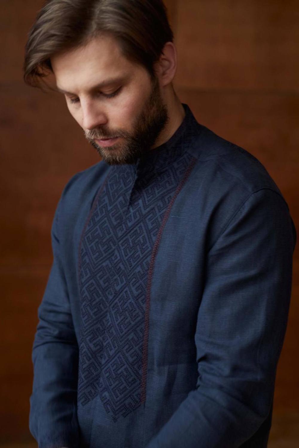 Men's embroidered linen shirt