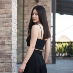 Black skirt with elongated pockets M-293 VERONIKA