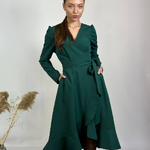 The dress is smelly green with ruffles 907