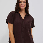 Blouse linen brown Moodo L-KO-4054