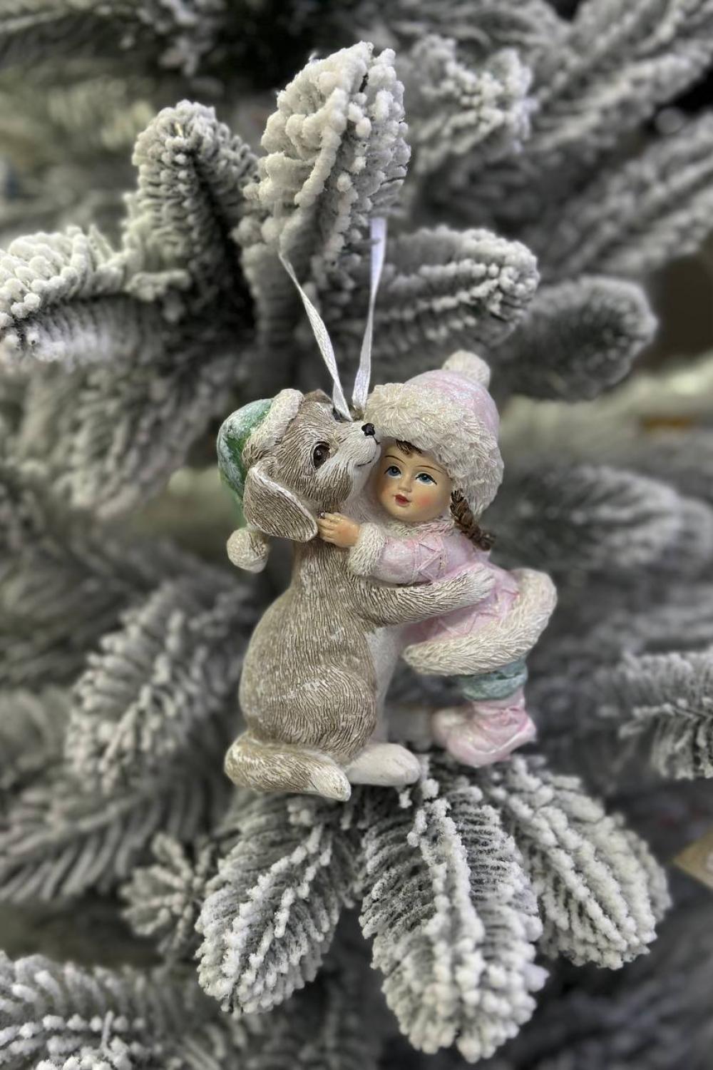 New Year's pendant/ Girl with dog