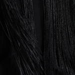 A black viscose shirt with a decorated collar