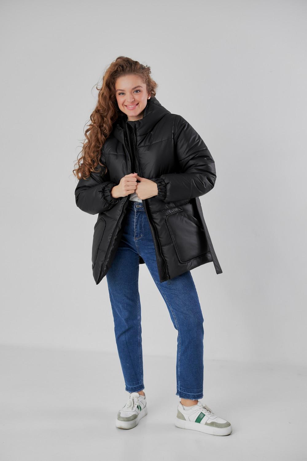 Winter Women's Black Jacket with Pockets 354-01 Hardy