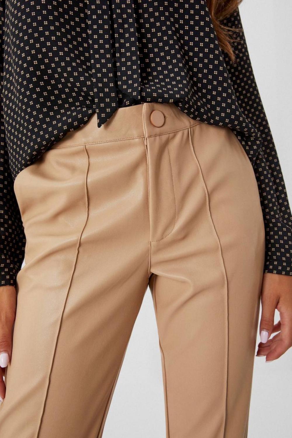 Pants women's beige eco-leather Z-SP-3618 MOODO