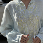 Вишиванка чоловіча лляна блакитна EMBROIDERED GEM