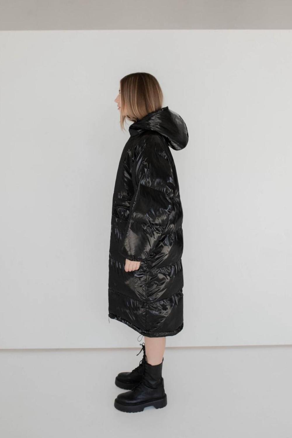 Black winter oversized down coat