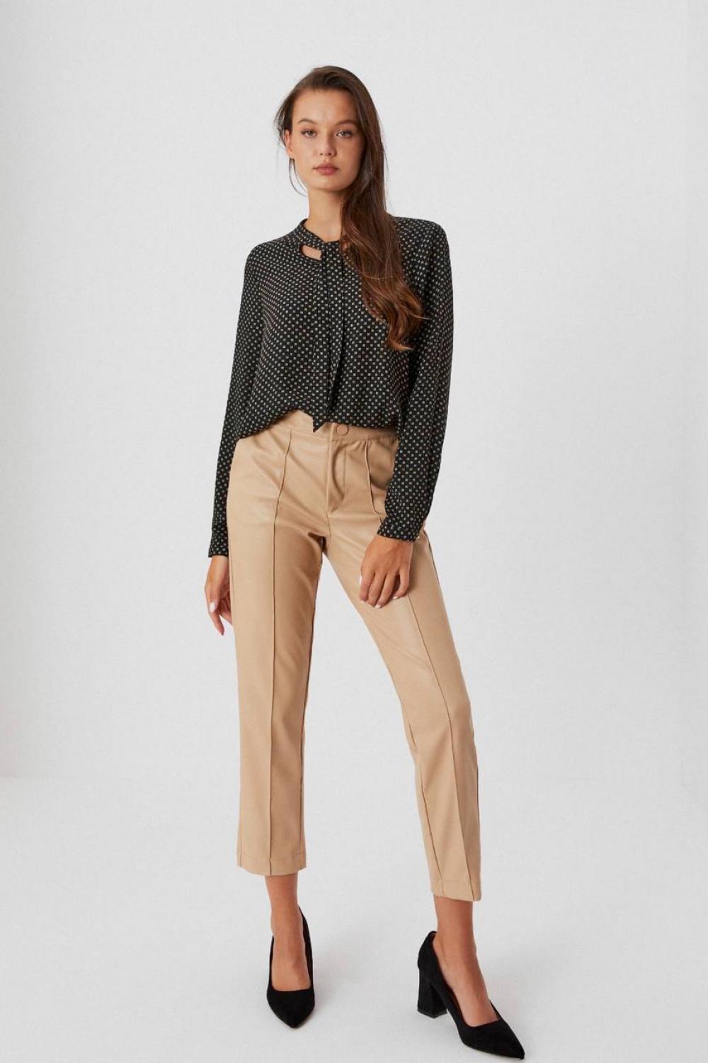 Pants women's beige eco-leather Z-SP-3618 MOODO