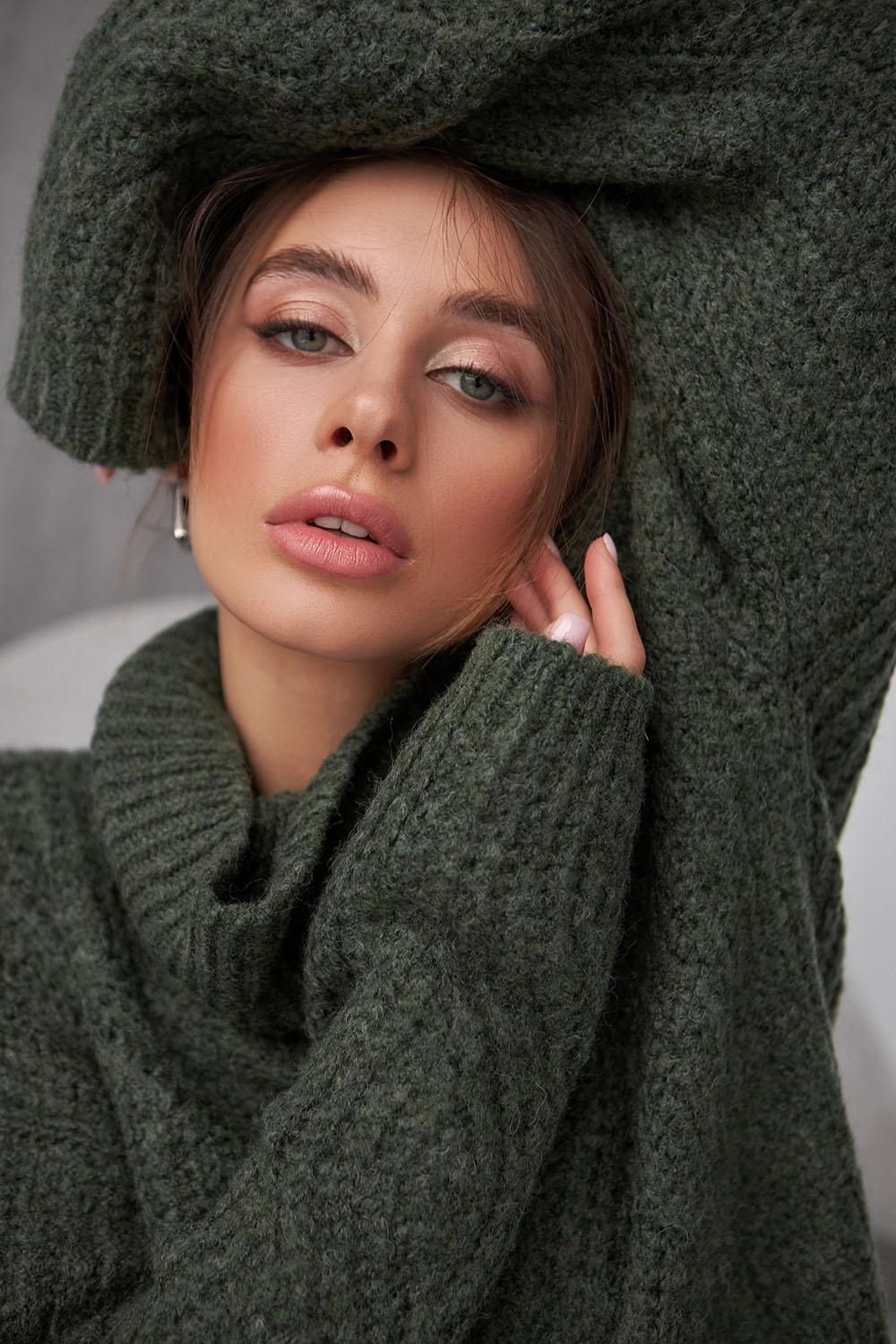 Women's warm sweater in khaki color 2020 BELLISE