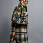 Beige checked shirt jacket