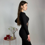 Black romantic silhouette dress with corset 1430 Artmon