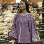 Вишиванка жіноча лляна лілова EMBROIDERED GEM