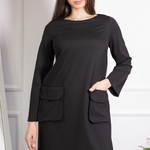 Classic black dress made of suit fabric