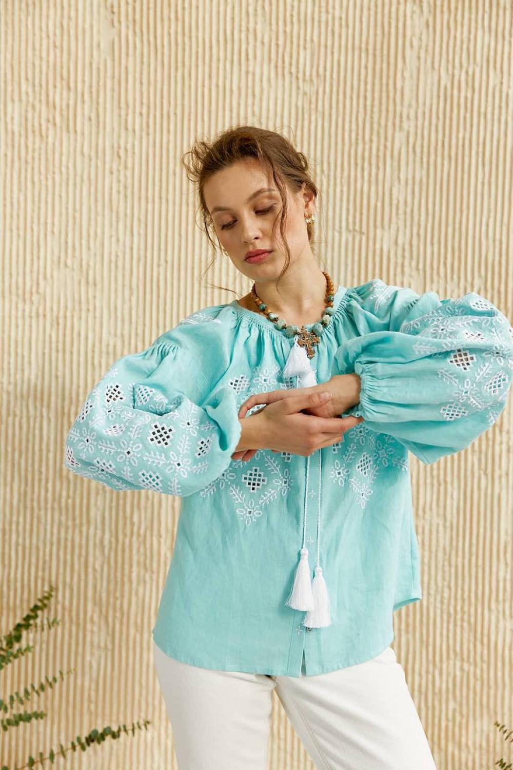 EMBROIDERED GEM women's embroidered linen tiffany