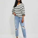 Black and white striped jumper L-BL-4015 Moodo