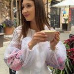 Women's white embroidered shirt with sheer sleeves by piksel - EtnoSkarby