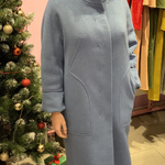 Пальто жіноче вовняне на утеплювачі блакитне Mirella moda