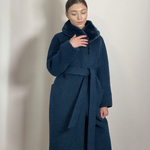 Mirella moda women's winter emerald woolen coat with natural REX fur