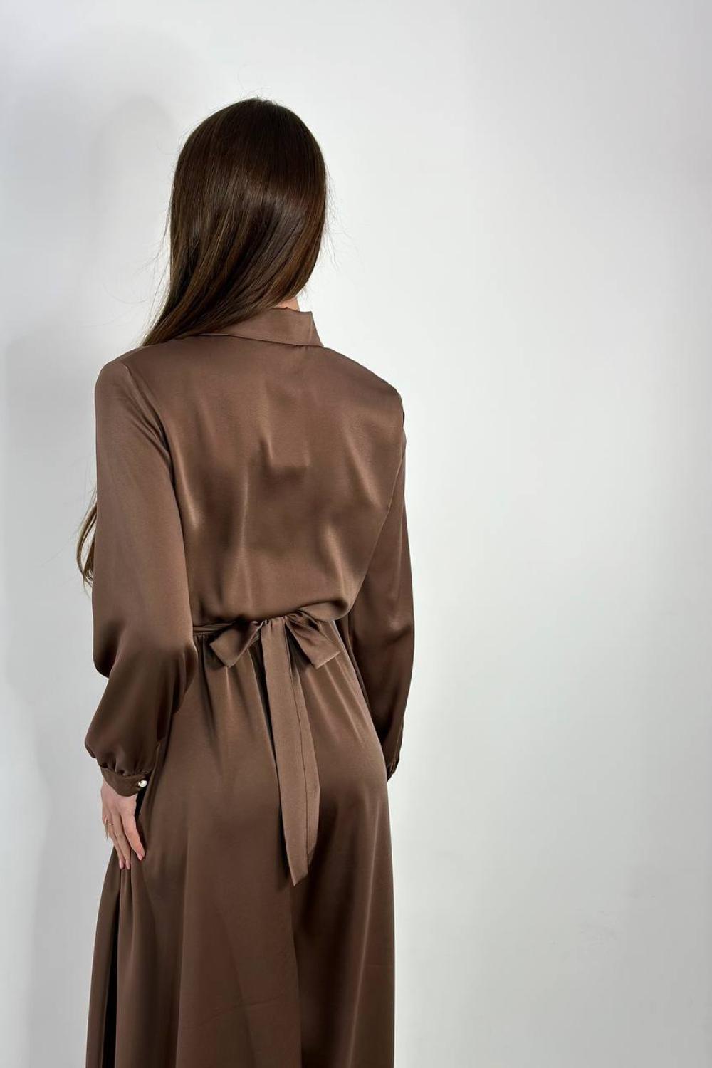 Festive chocolate dress in the style of a shirt.
