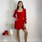 Red romantic mini dress