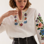Women's embroidered linen shirt