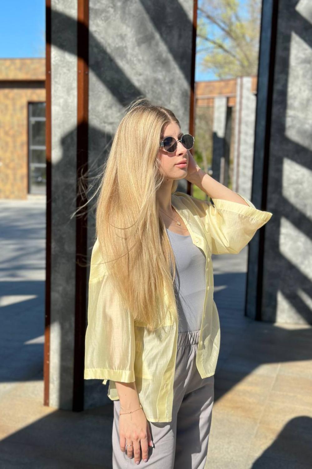 Yellow translucent blouse