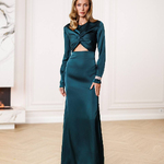 Long green dress with slit 496_smaragd