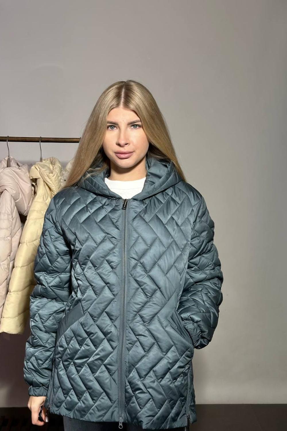 Demi-season green jacket in large sizes