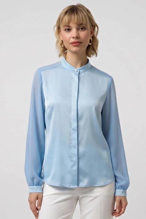 Light blue satin blouse