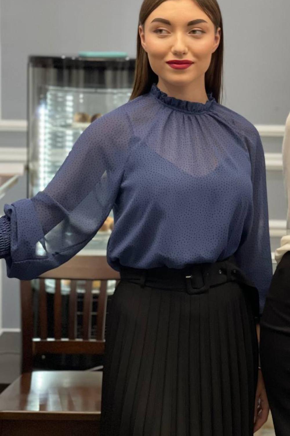 Blue chiffon blouse 20AH607 YUKA PARIS
