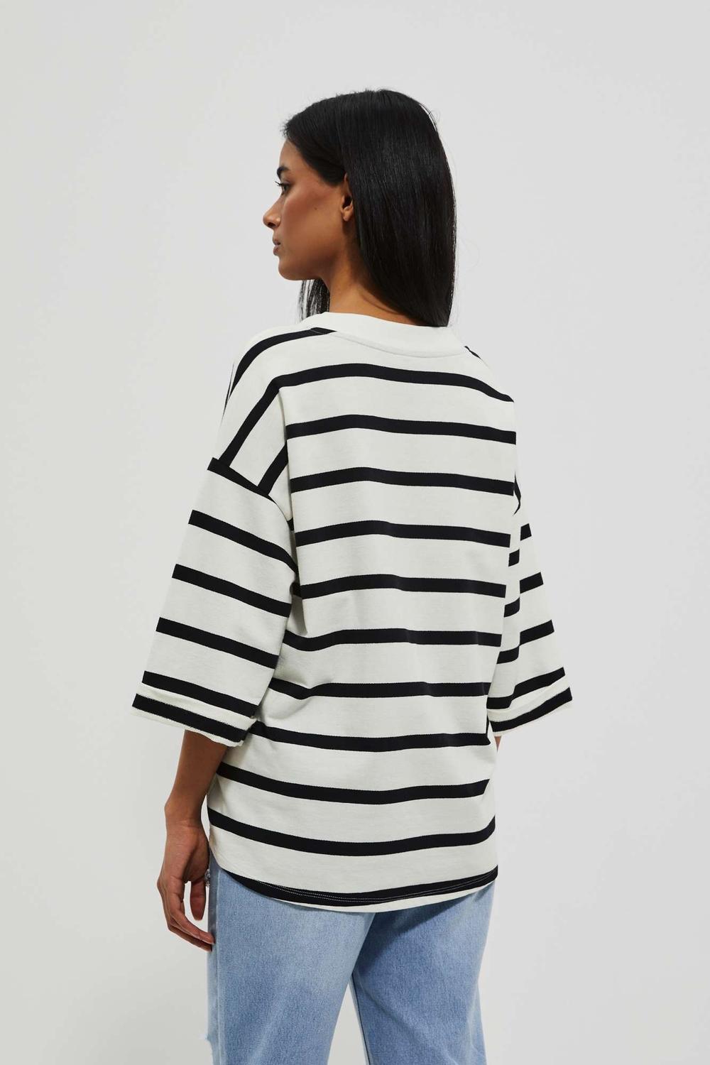 Black and white striped jumper L-BL-4015 Moodo