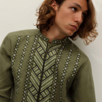 Vyshyvanka men's khaki Mountains Svarga
