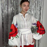 Women's embroidered shirt red poppies from Embroidered Jem