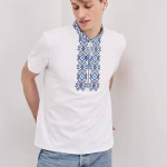 Men's embroidered T-shirt, white and blue
