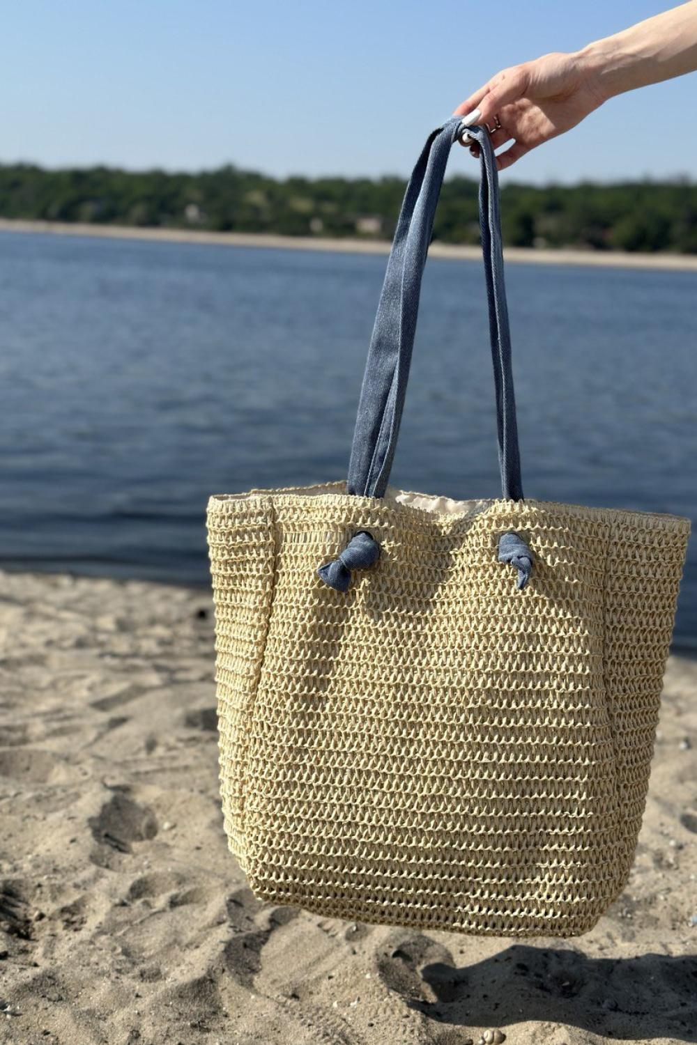 Bag beige from artificial straw L-TO-4017 Moodo