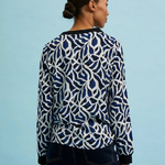 Navy viscose blouse with print MOODO