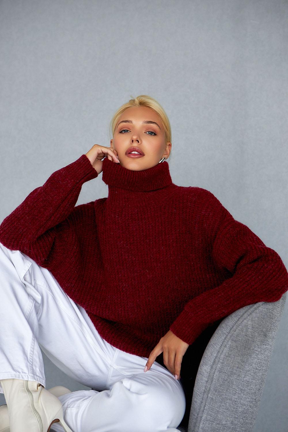 Women's sweater made of wool and mohair Bordeaux 2523 Bellise