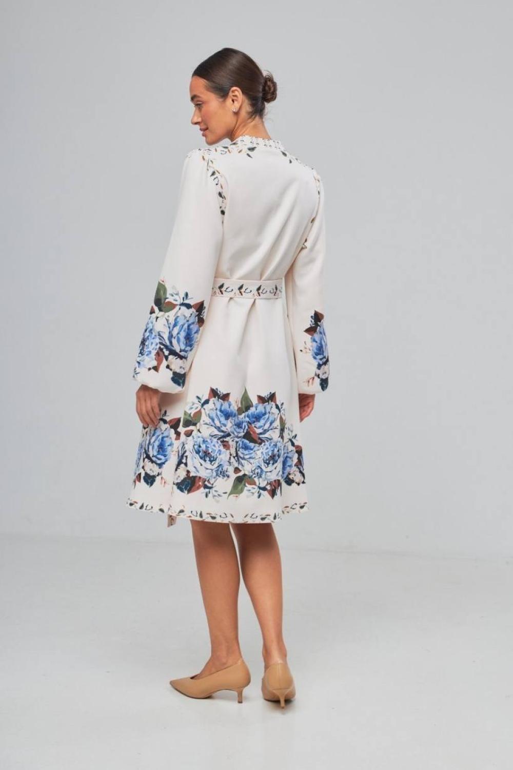 Dress peach embroidered printed dress