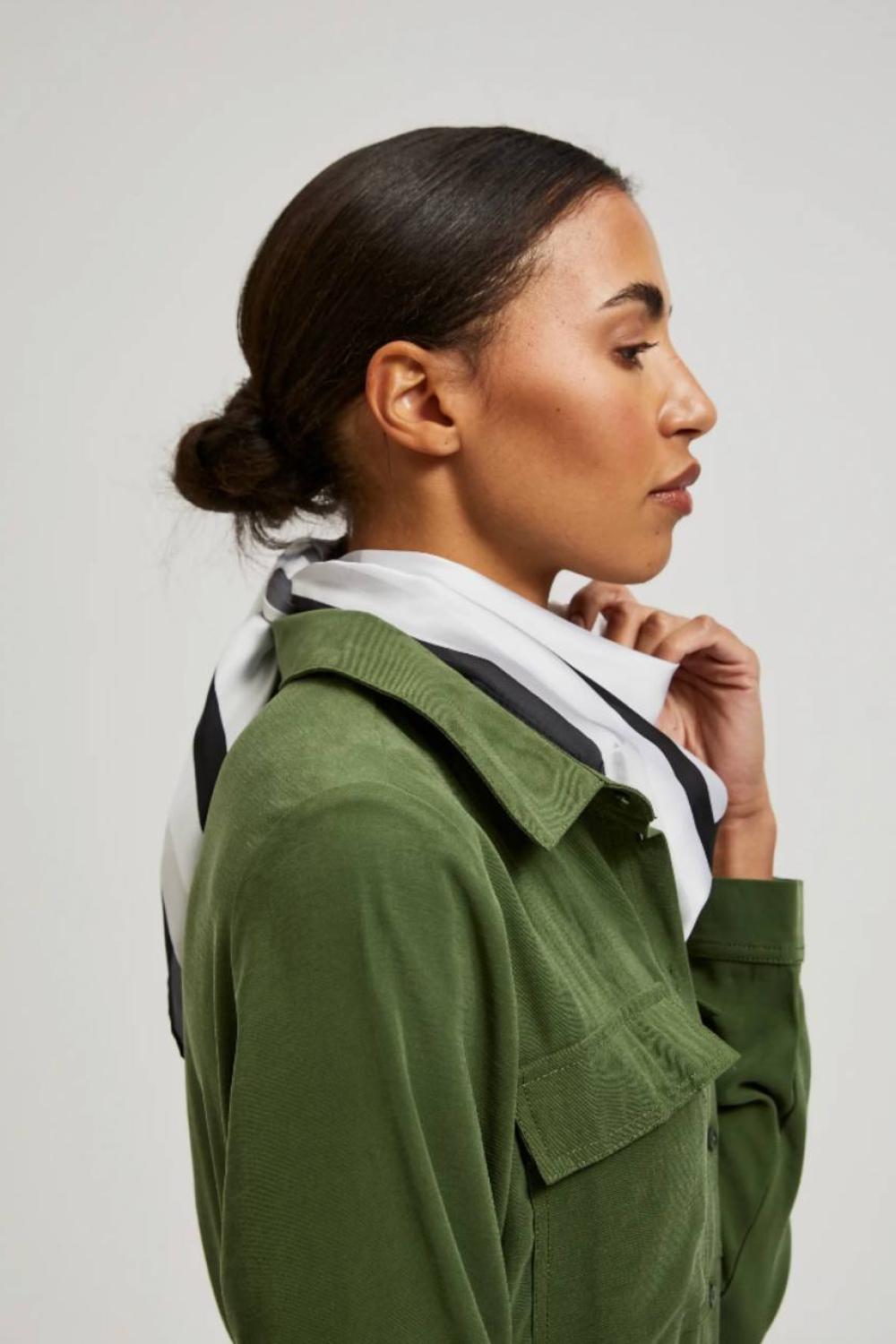 A white and black silk scarf MOODO