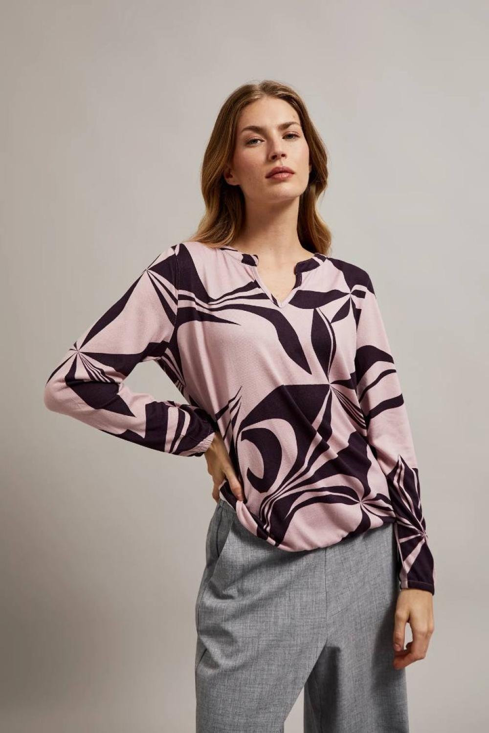 pink printed sweater
