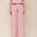 Pink linen palazzo pants 470 Roy