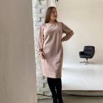 Сукня бежева трикотажна великого розміру Petro Soroka