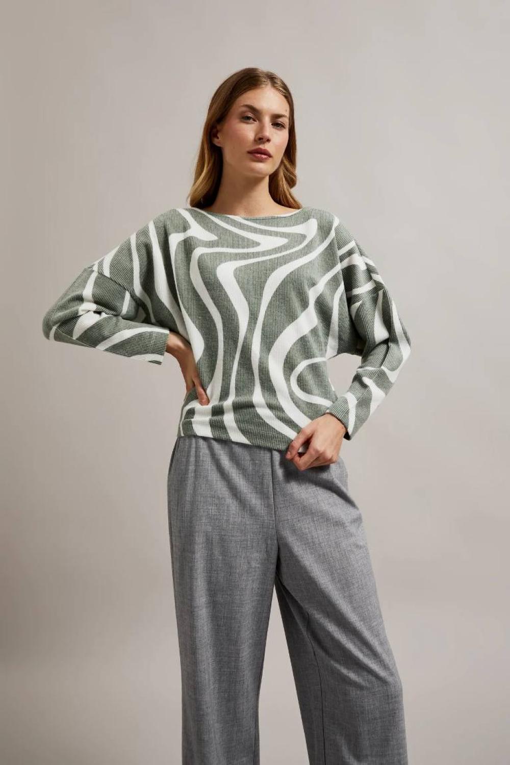 A women's jumper with a geometric pattern