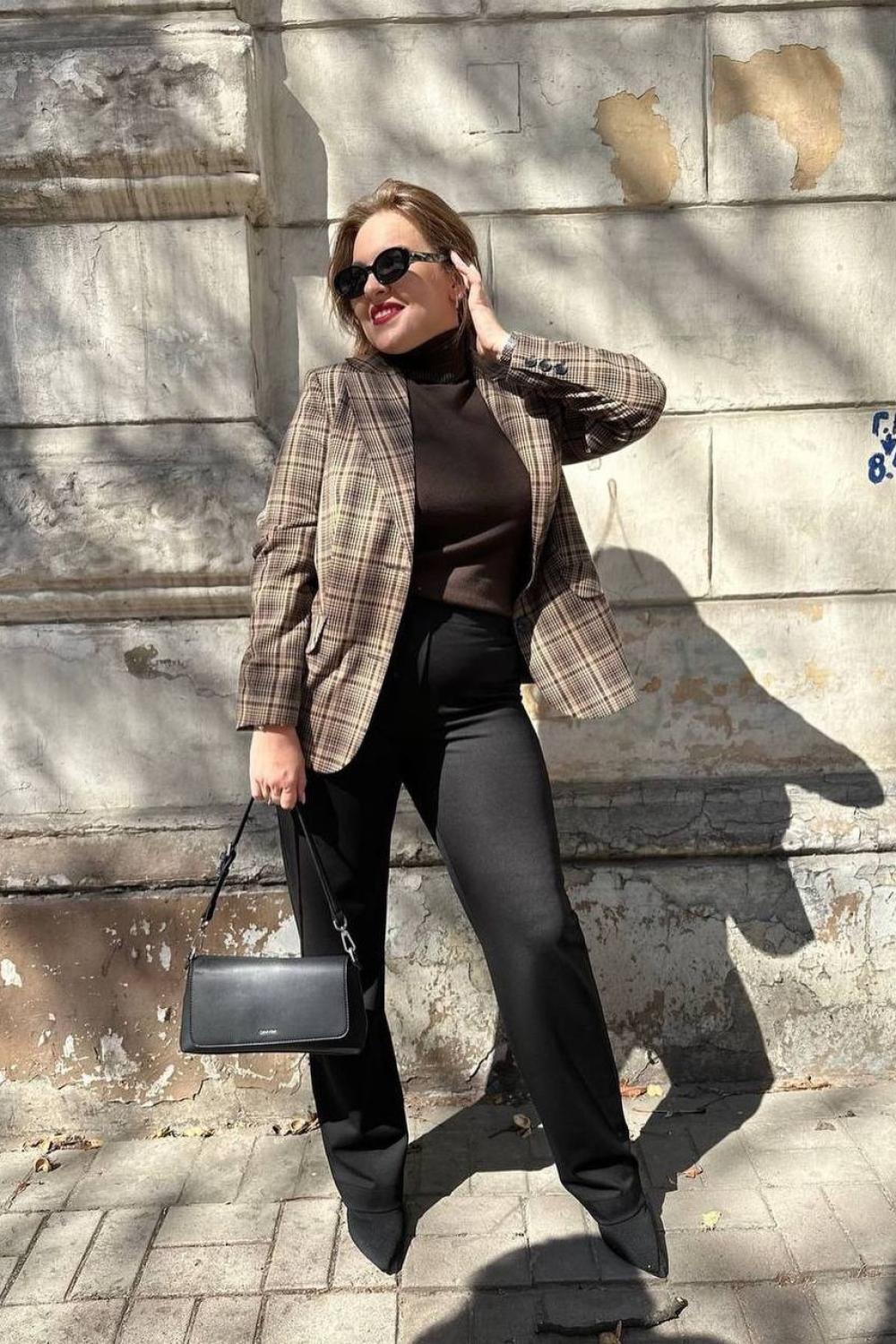 Black insulated straight trousers of large sizes Petro Soroka