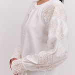 Women's embroidered milk shirt with golden embroidery