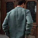 Men's embroidered shirt green