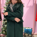 Mirella moda women's winter woolen coat with black fur