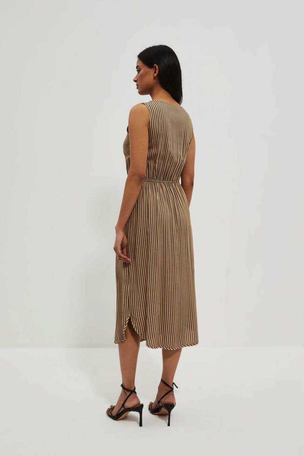 Striped beige dress Moodo L-SU-4057